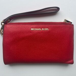 Michael Kors Adele Red Leather Smartphone Wallet Wristlet - EUC